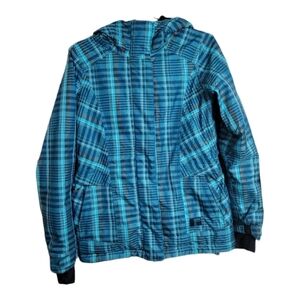 686 Ski Snow Coat Blue Plaid Waterproof Insulated Women's Small Thermal Rating 8